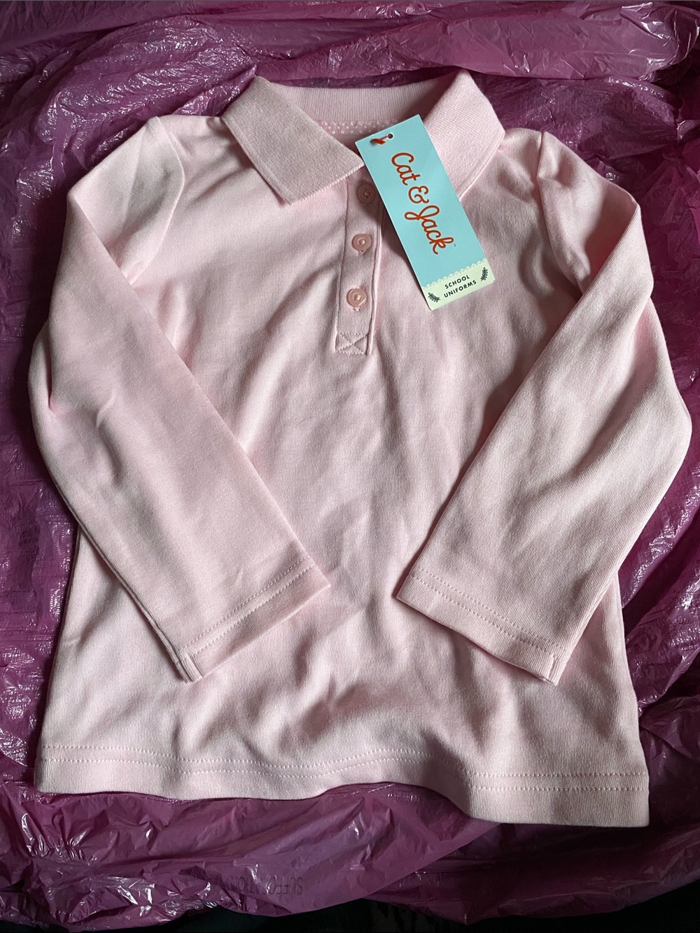 Cat & Jack Baby Pink Long-Sleeve Polo Shirt